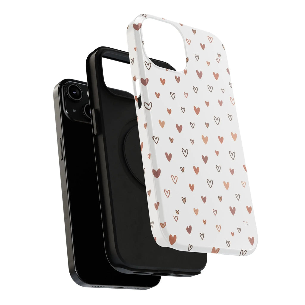 Heart Doodle Shockproof Phone Case — Cute Neutral Tiny Hearts Design Printify