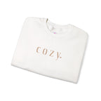Cozy Crewneck Sweatshirt — Minimal 'COZY.' Soft White Pullover