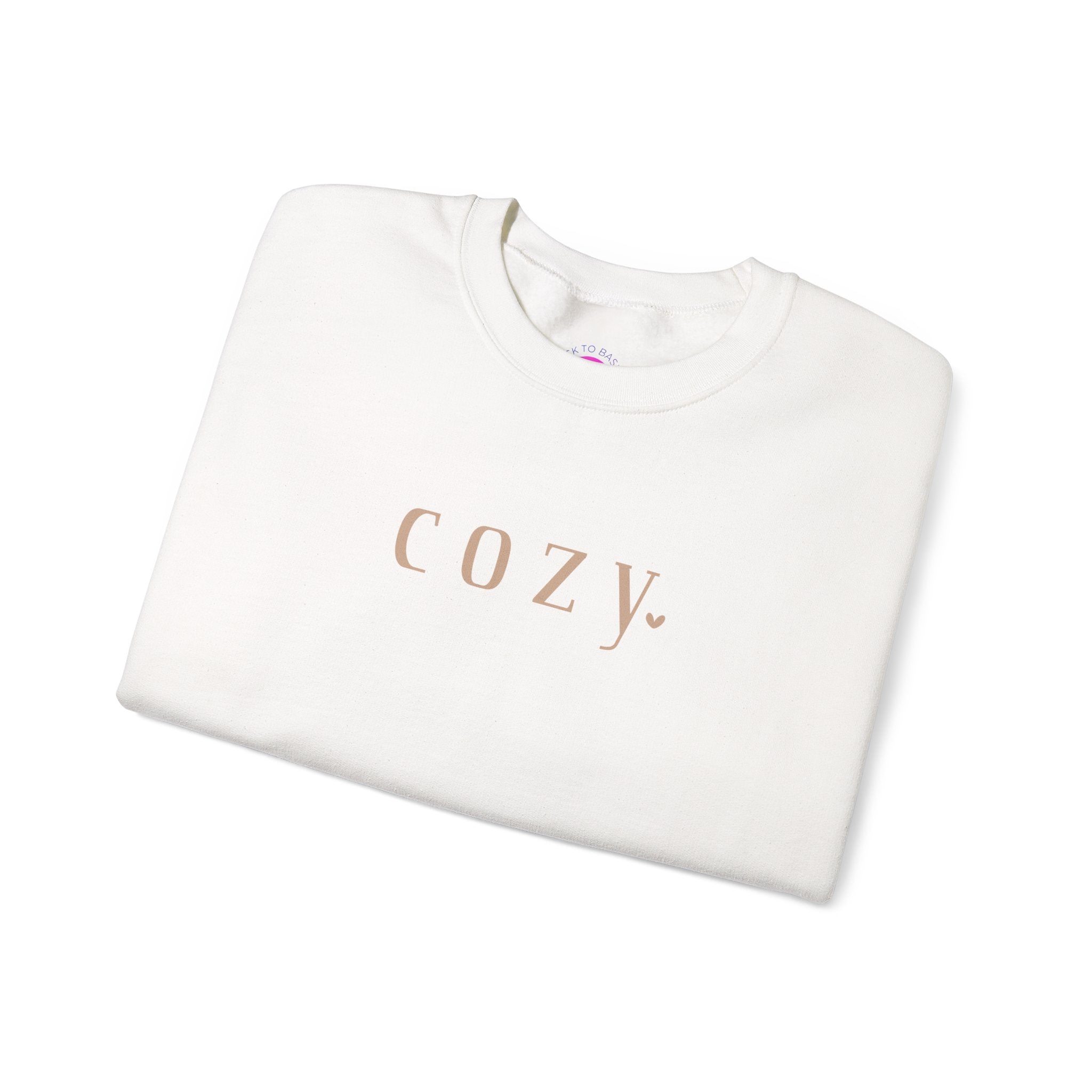 Cozy Crewneck Sweatshirt — Minimal 'COZY.' Soft White Pullover