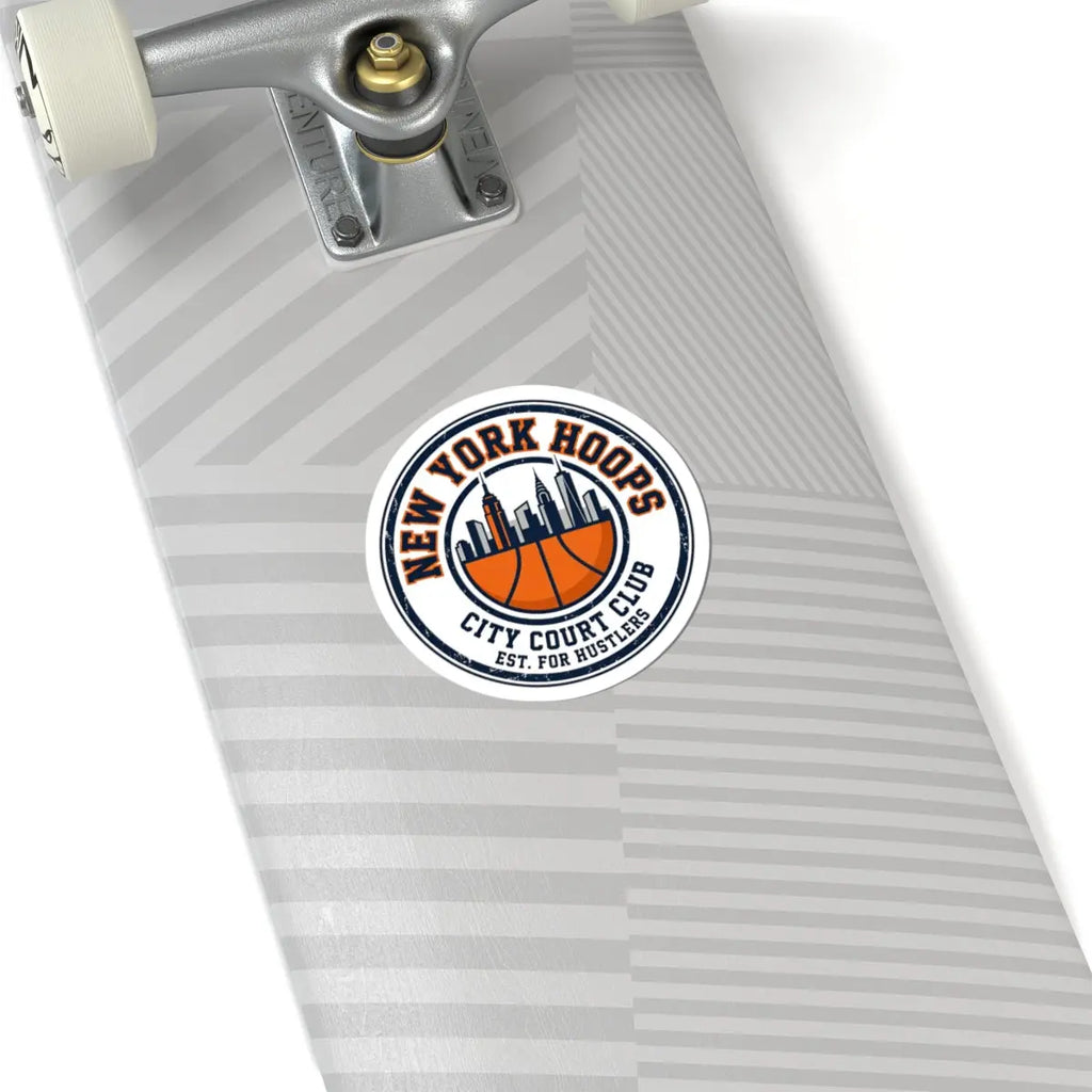 New York Hoops Varsity Sticker | City Basketball, Retro Block Letters Printify