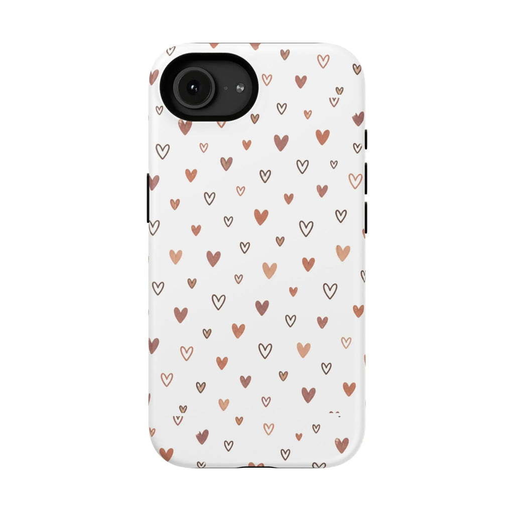 Heart Doodle Shockproof Phone Case — Cute Neutral Tiny Hearts Design Printify