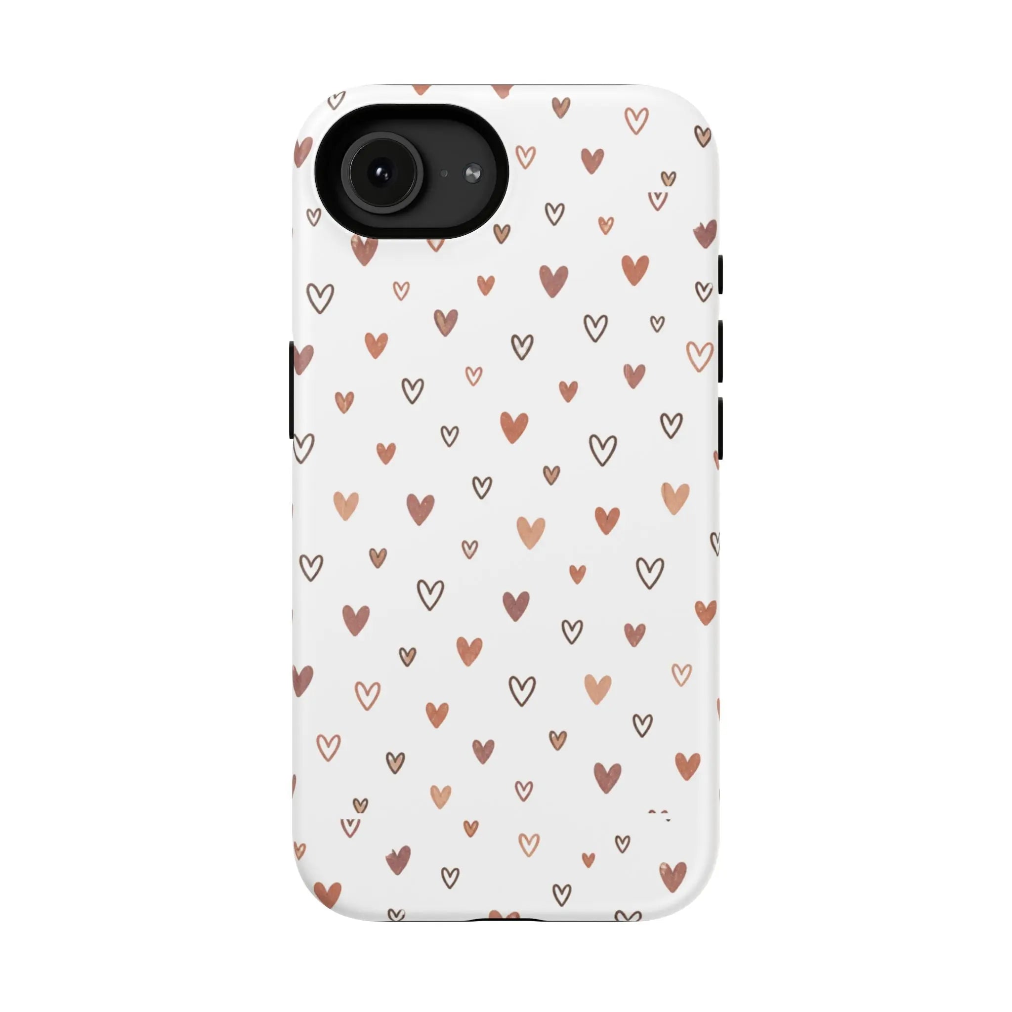 Heart Doodle Shockproof Phone Case — Cute Neutral Tiny Hearts Design Printify