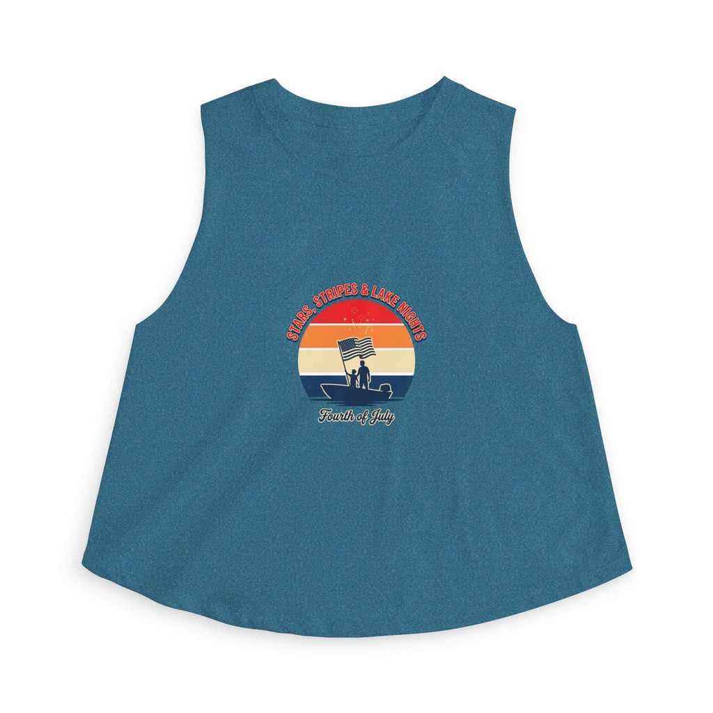 Fourth of July Retro Flag Crop Top — Faith, Freedom & Family Tank Printify