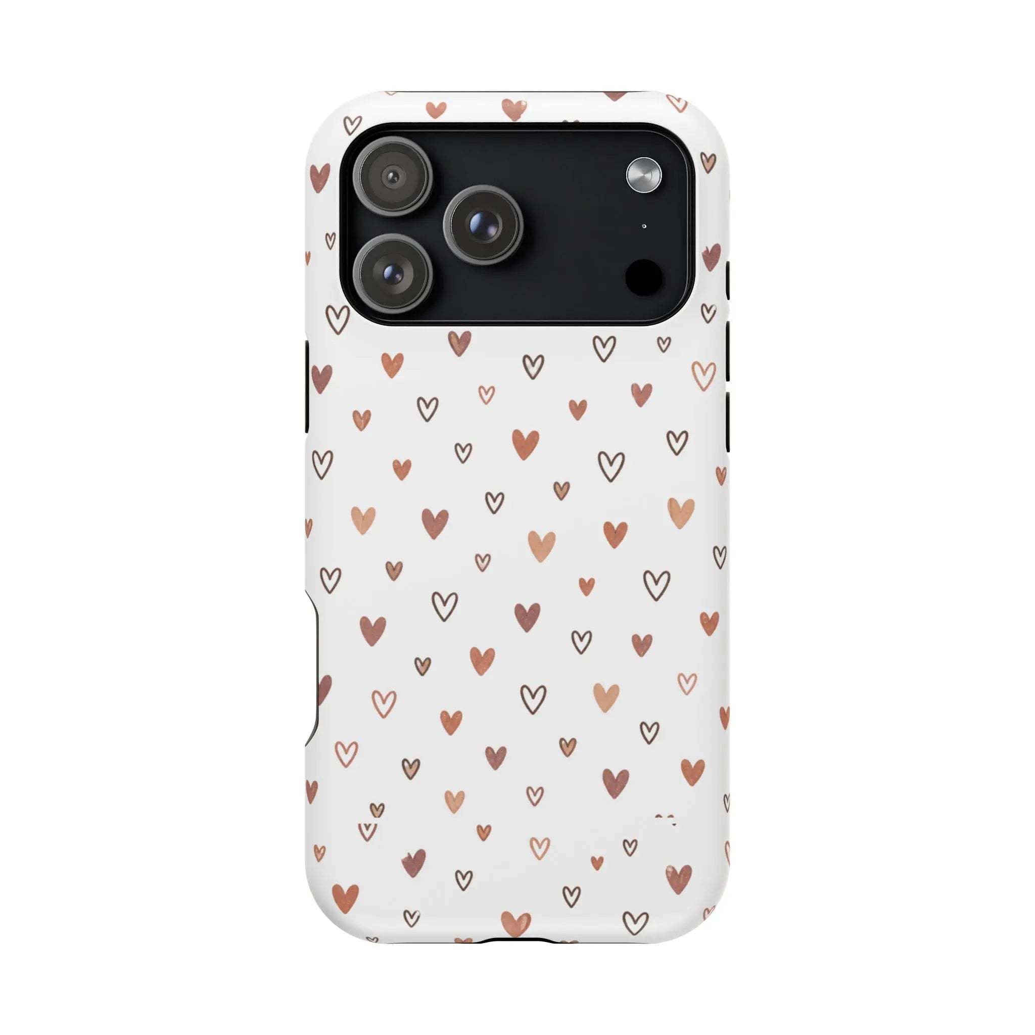 Heart Doodle Shockproof Phone Case — Cute Neutral Tiny Hearts Design Printify