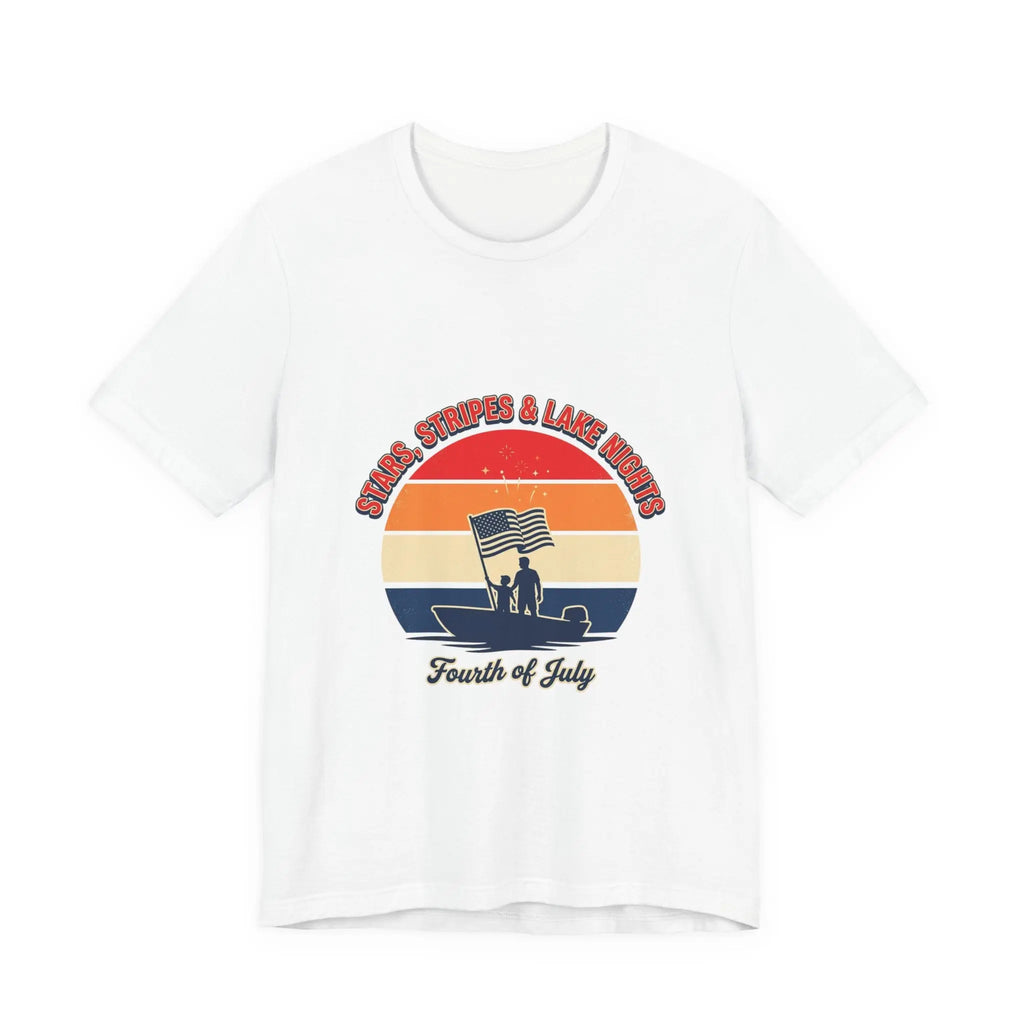 Stars Stripes & Lake Vibes Tee | USA, red white blue Printify