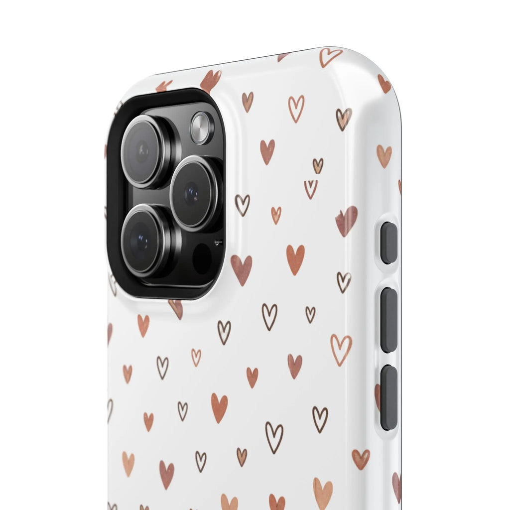 Heart Doodle Shockproof Phone Case — Cute Neutral Tiny Hearts Design Printify