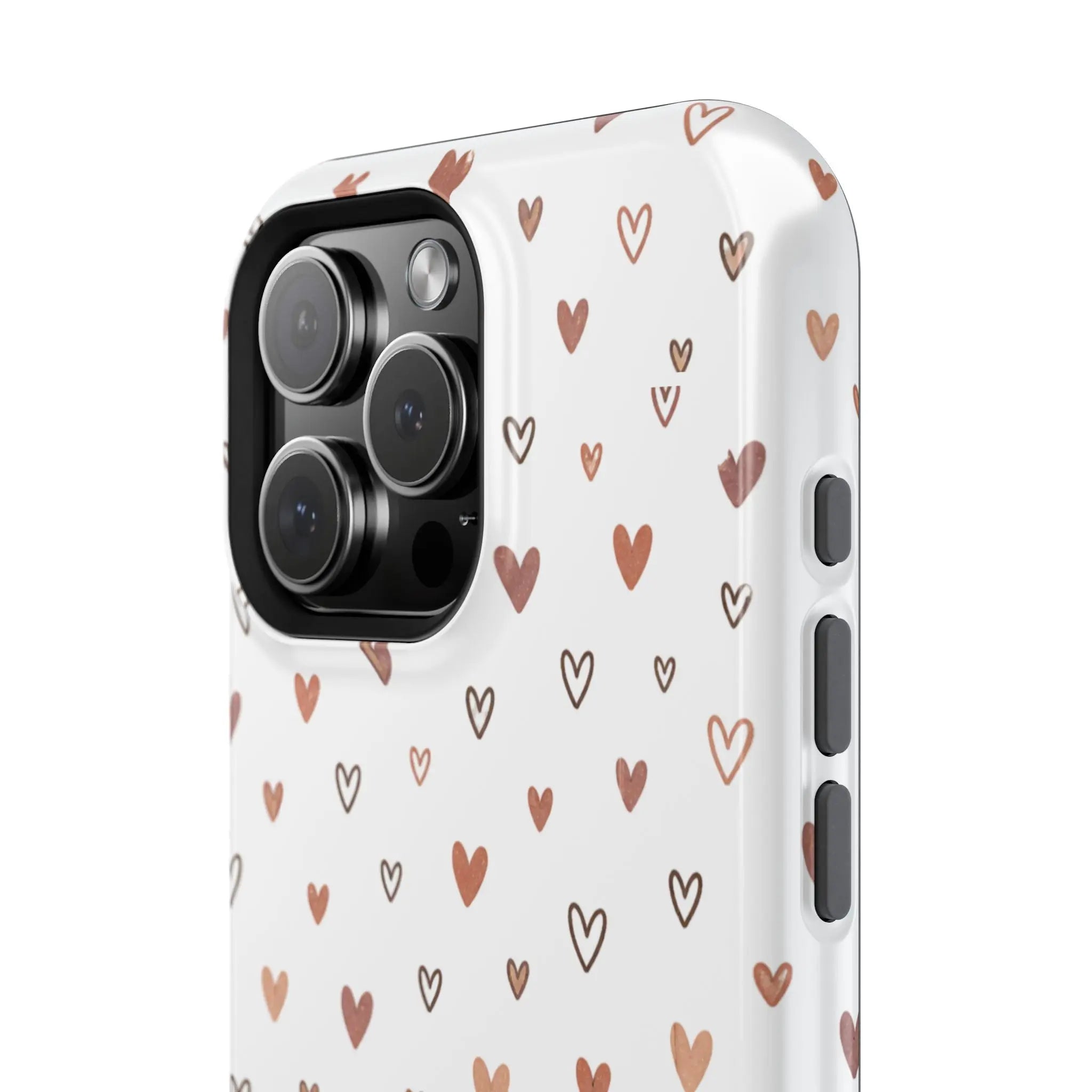 Heart Doodle Shockproof Phone Case — Cute Neutral Tiny Hearts Design Printify