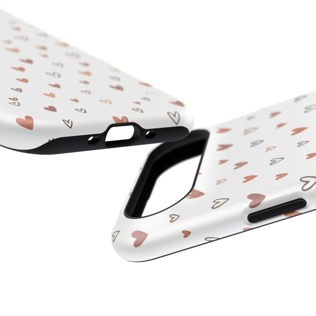 Heart Doodle Shockproof Phone Case — Cute Neutral Tiny Hearts Design Printify
