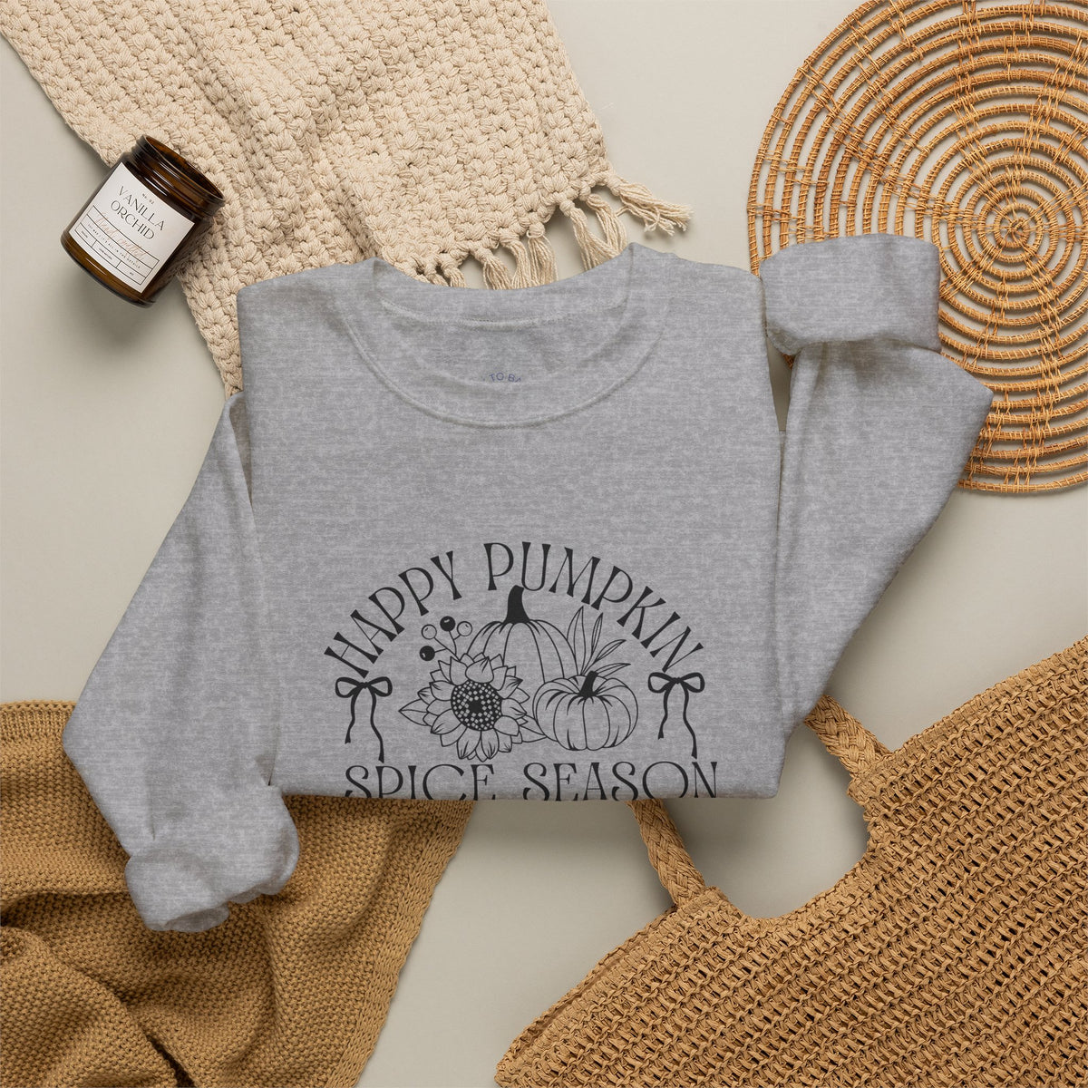 Fall Vibes Crewneck Sweatshirt — 'Happy Pumpkin' Spice Season Bonfires, Sweaters & Hayrides