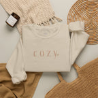 Cozy Crewneck Sweatshirt — Minimal 'COZY.' Soft White Pullover