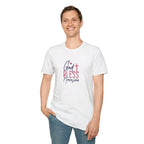 God Bless America Patriotic Christian T-Shirt with Cross Printify