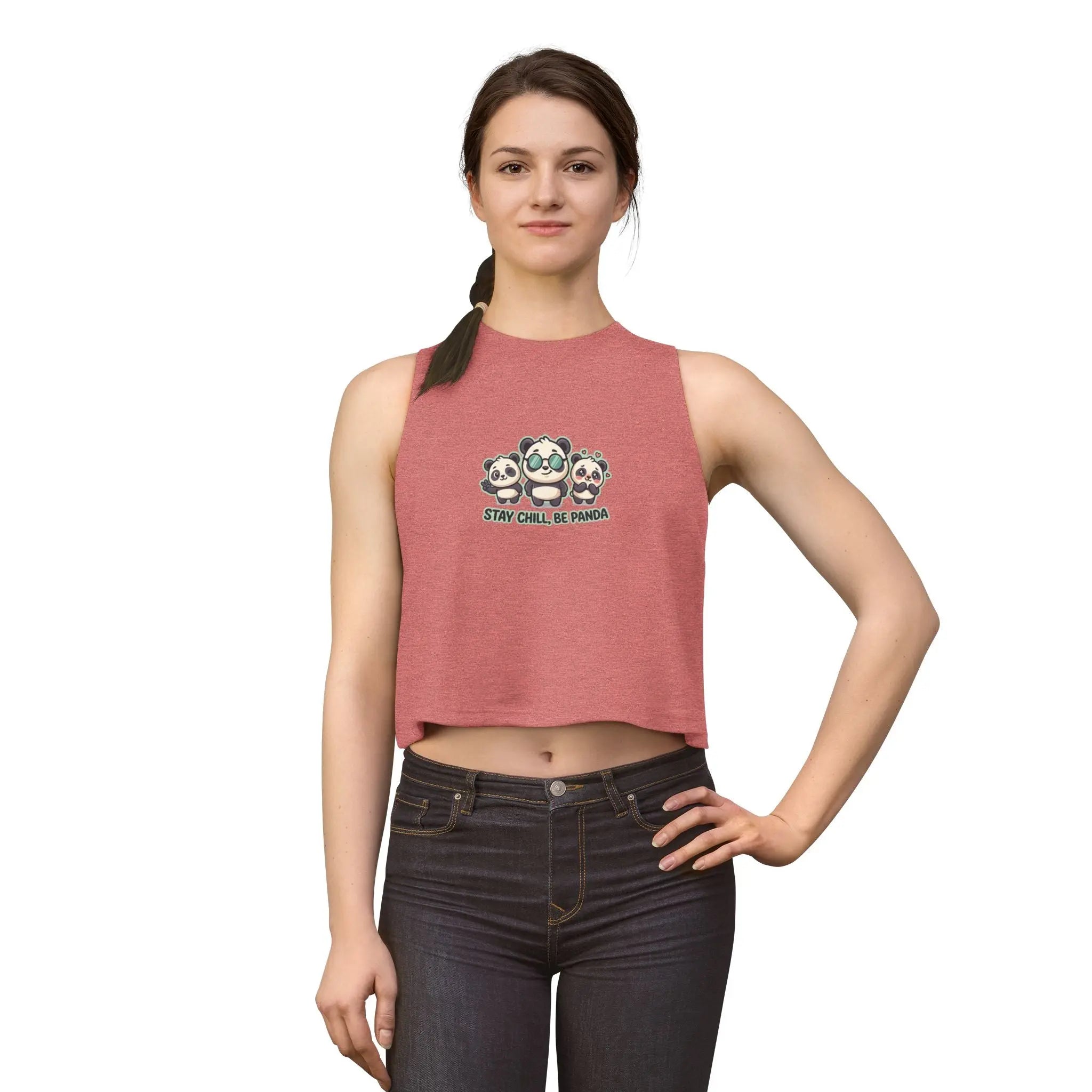 Stay Chill Be Panda Crop Top — Women's Cute Panda Graphic Printify