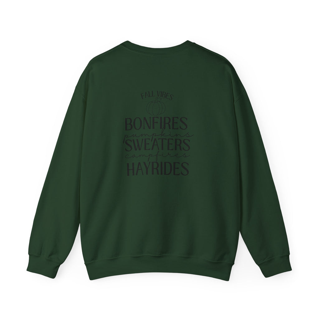 Fall Vibes Crewneck Sweatshirt — 'Happy Pumpkin' Spice Season Bonfires, Sweaters & Hayrides