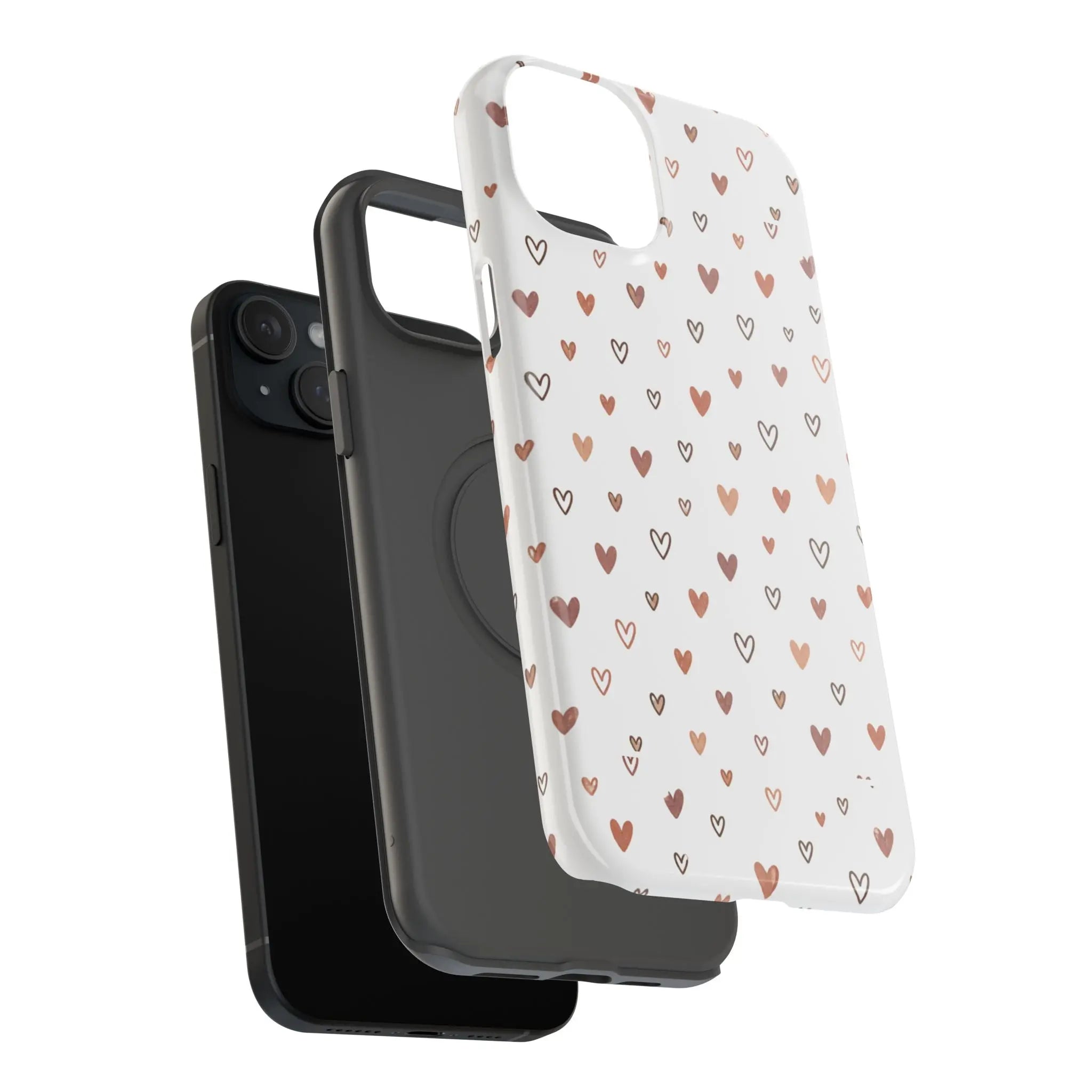 Heart Doodle Shockproof Phone Case — Cute Neutral Tiny Hearts Design Printify