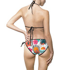 Tropical Floral Bikini Swimsuit — Women's Tie-Side Triangle Swimwear Printify