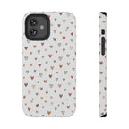 Heart Doodle Shockproof Phone Case — Cute Neutral Tiny Hearts Design Printify