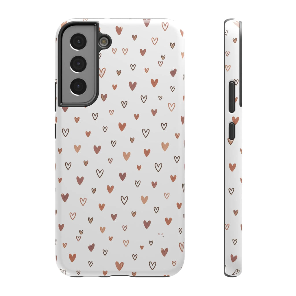 Heart Doodle Shockproof Phone Case — Cute Neutral Tiny Hearts Design Printify