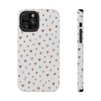 Heart Doodle Shockproof Phone Case — Cute Neutral Tiny Hearts Design Printify