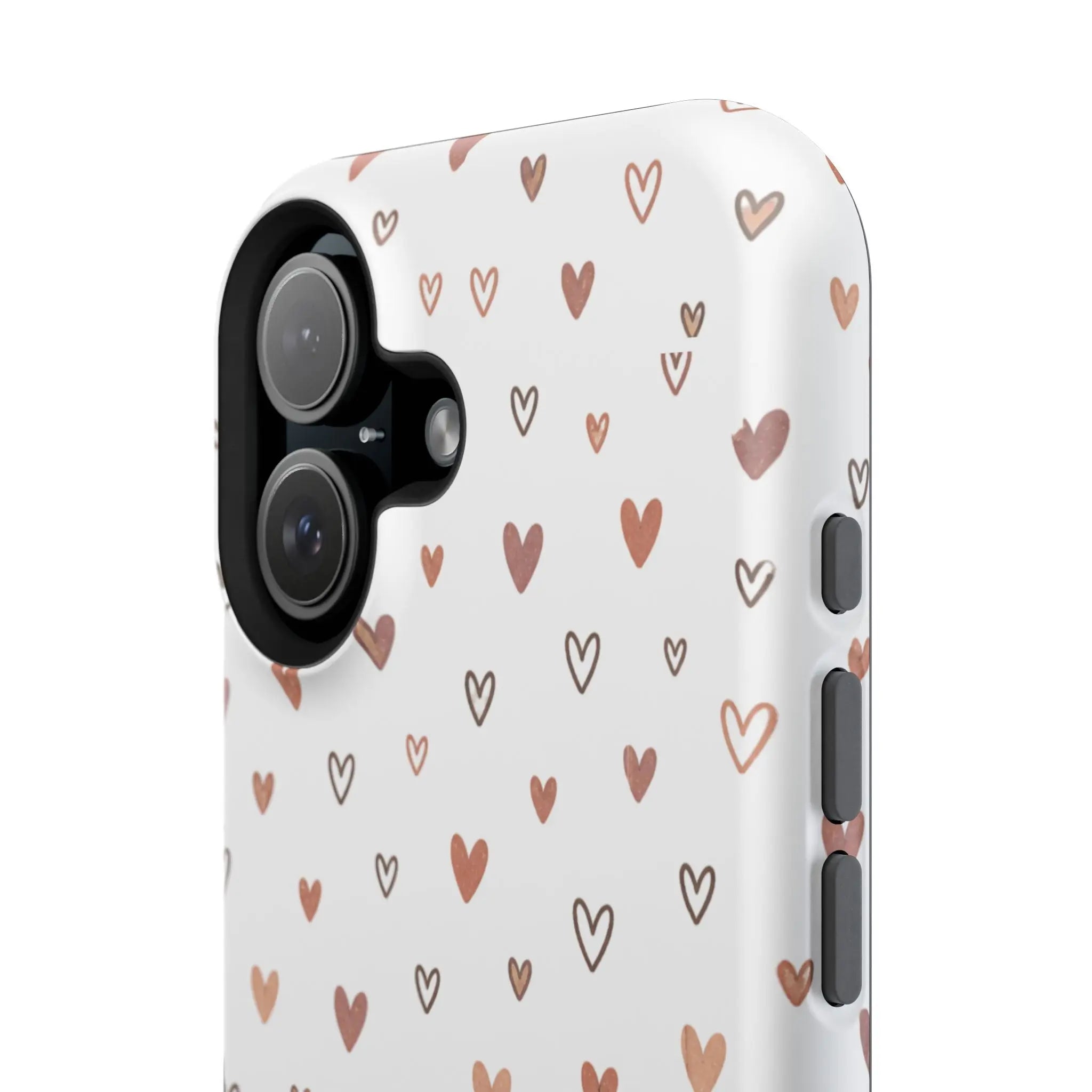 Heart Doodle Shockproof Phone Case — Cute Neutral Tiny Hearts Design Printify