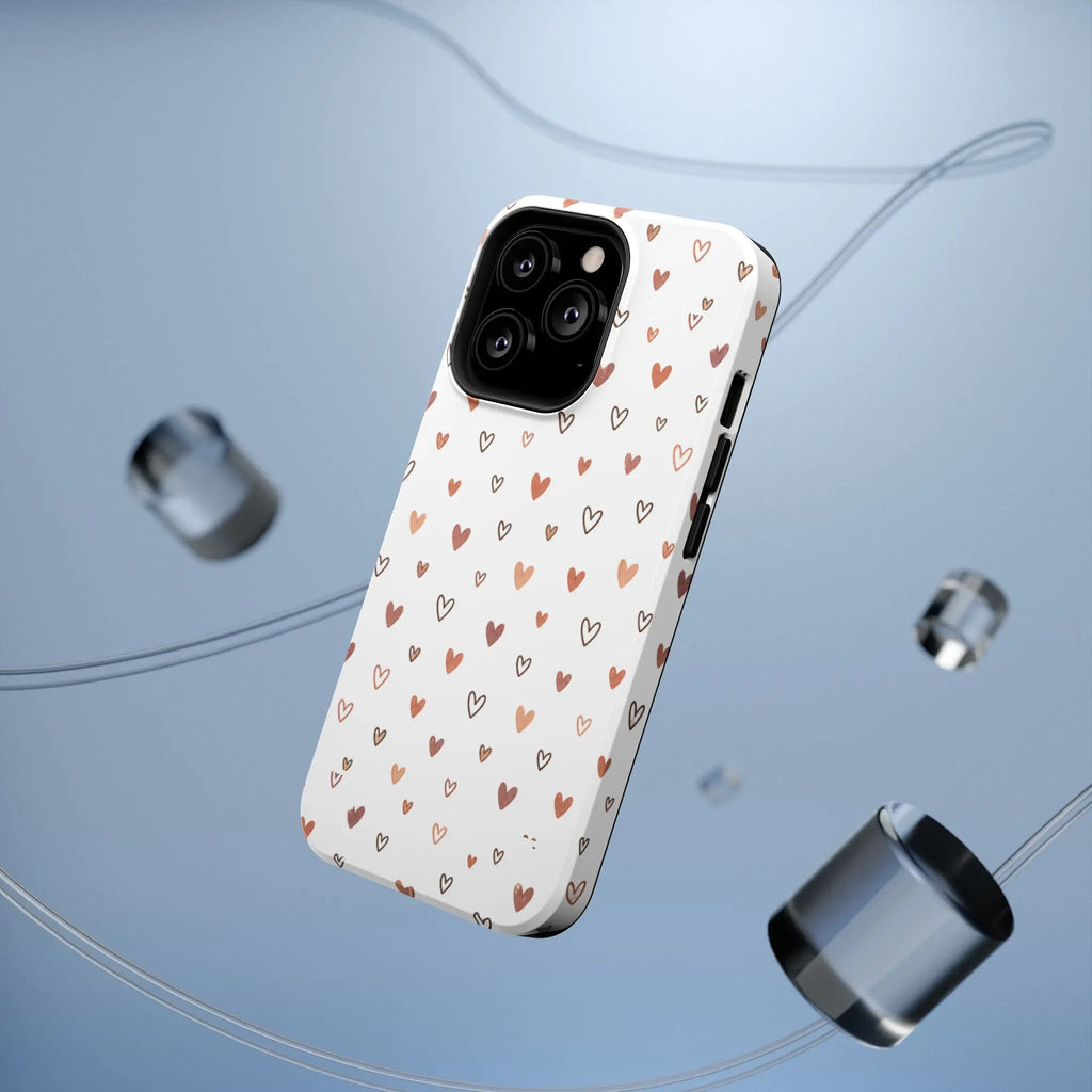 Heart Doodle Shockproof Phone Case — Cute Neutral Tiny Hearts Design Printify