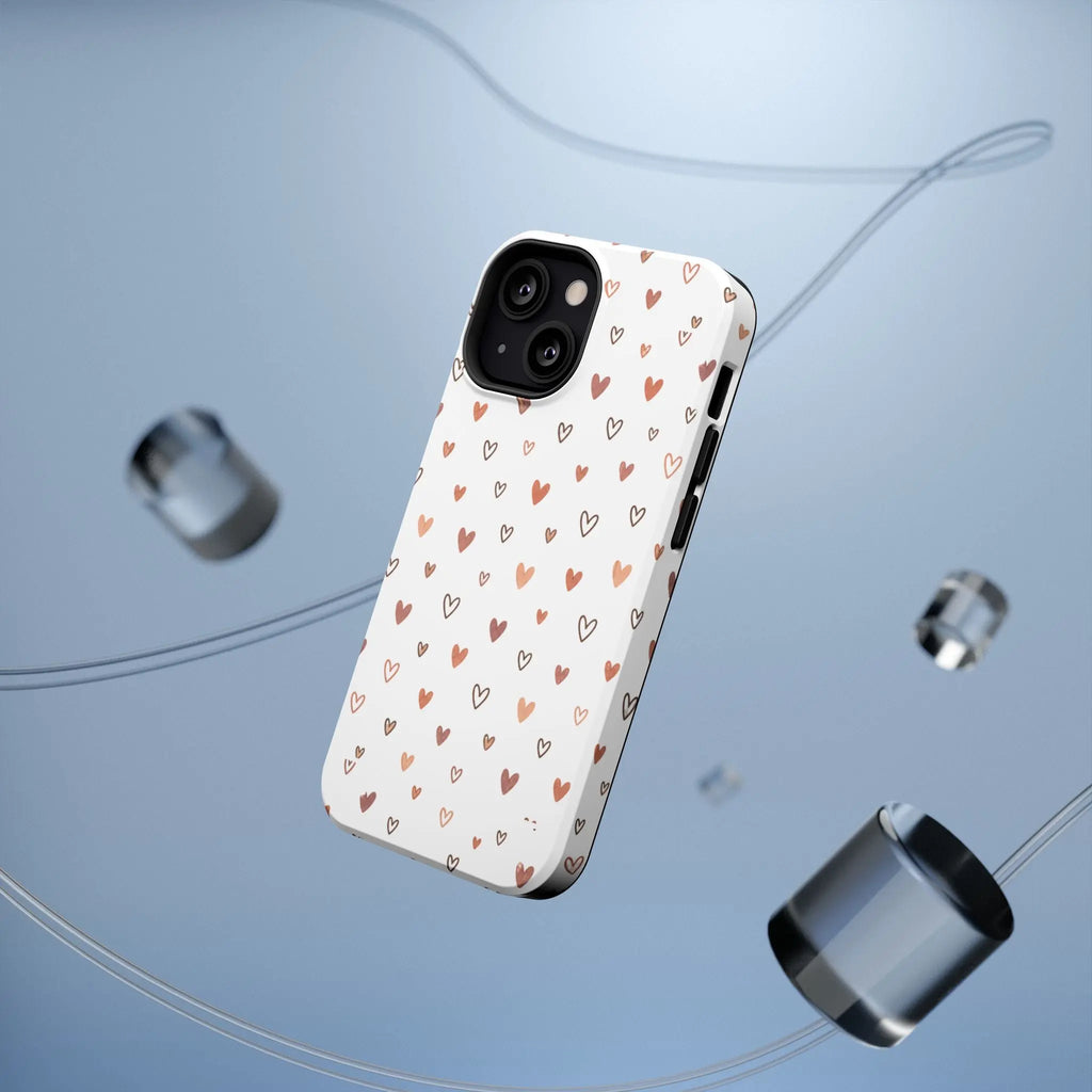 Heart Doodle Shockproof Phone Case — Cute Neutral Tiny Hearts Design Printify