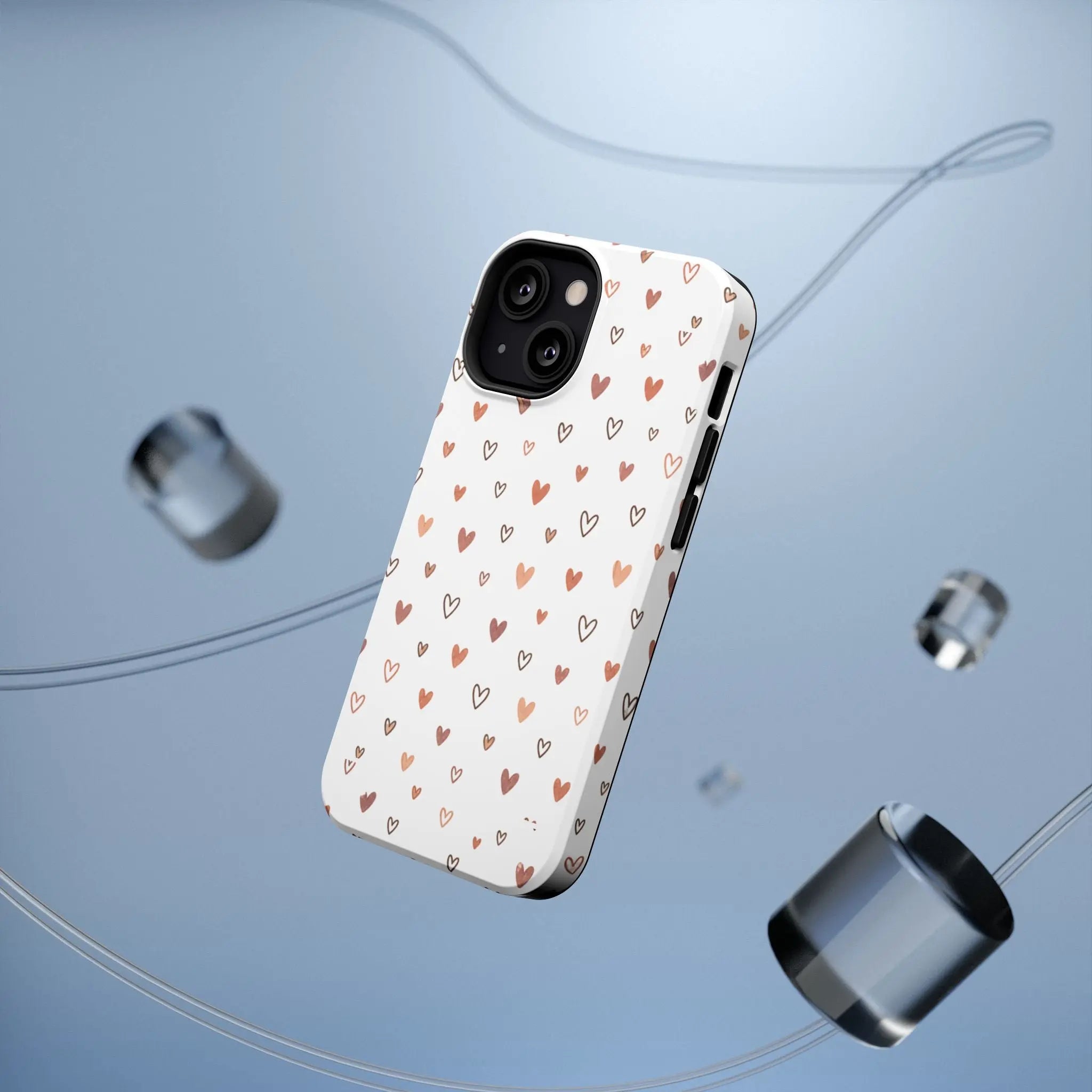 Heart Doodle Shockproof Phone Case — Cute Neutral Tiny Hearts Design Printify