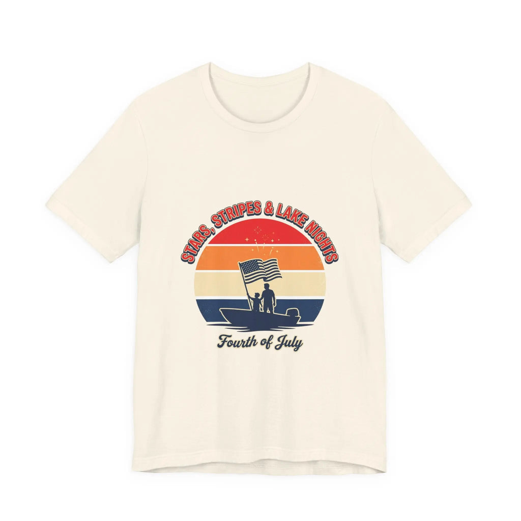 Stars Stripes & Lake Vibes Tee | USA, red white blue Printify