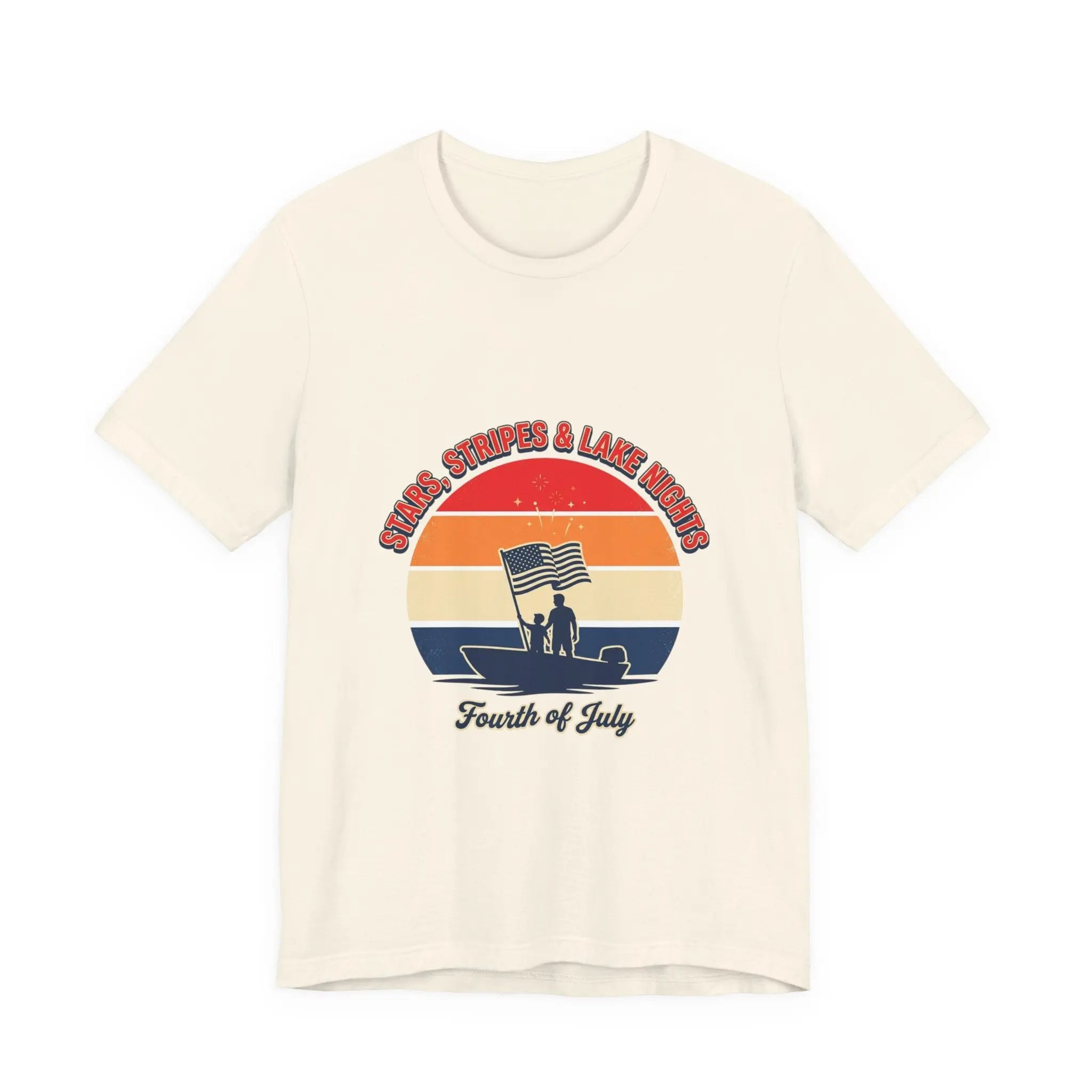 Stars Stripes & Lake Vibes Tee | USA, red white blue Printify