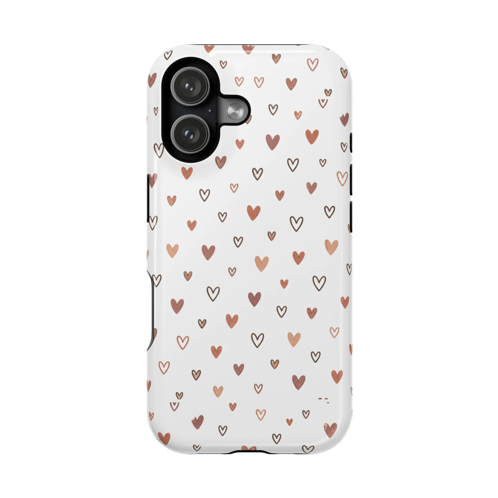 Heart Doodle Shockproof Phone Case — Cute Neutral Tiny Hearts Design Printify