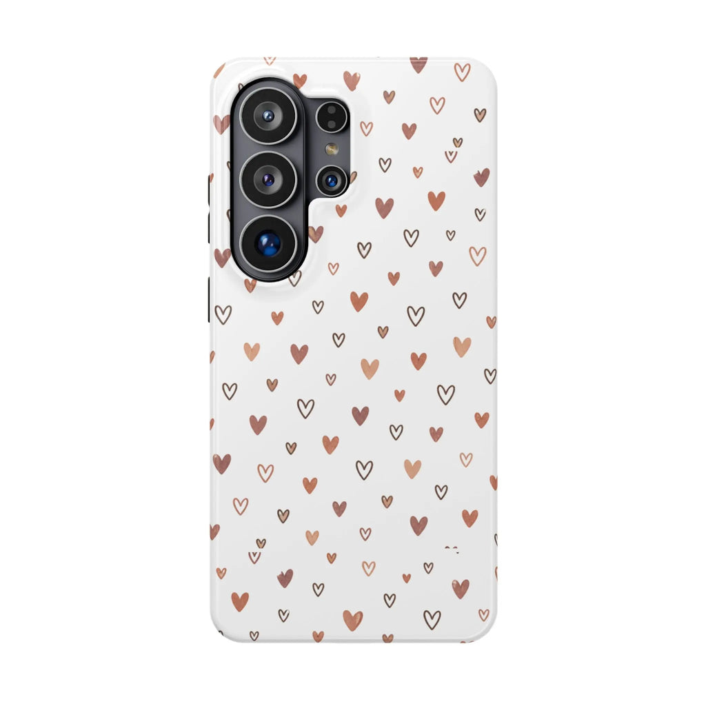 Heart Doodle Shockproof Phone Case — Cute Neutral Tiny Hearts Design Printify