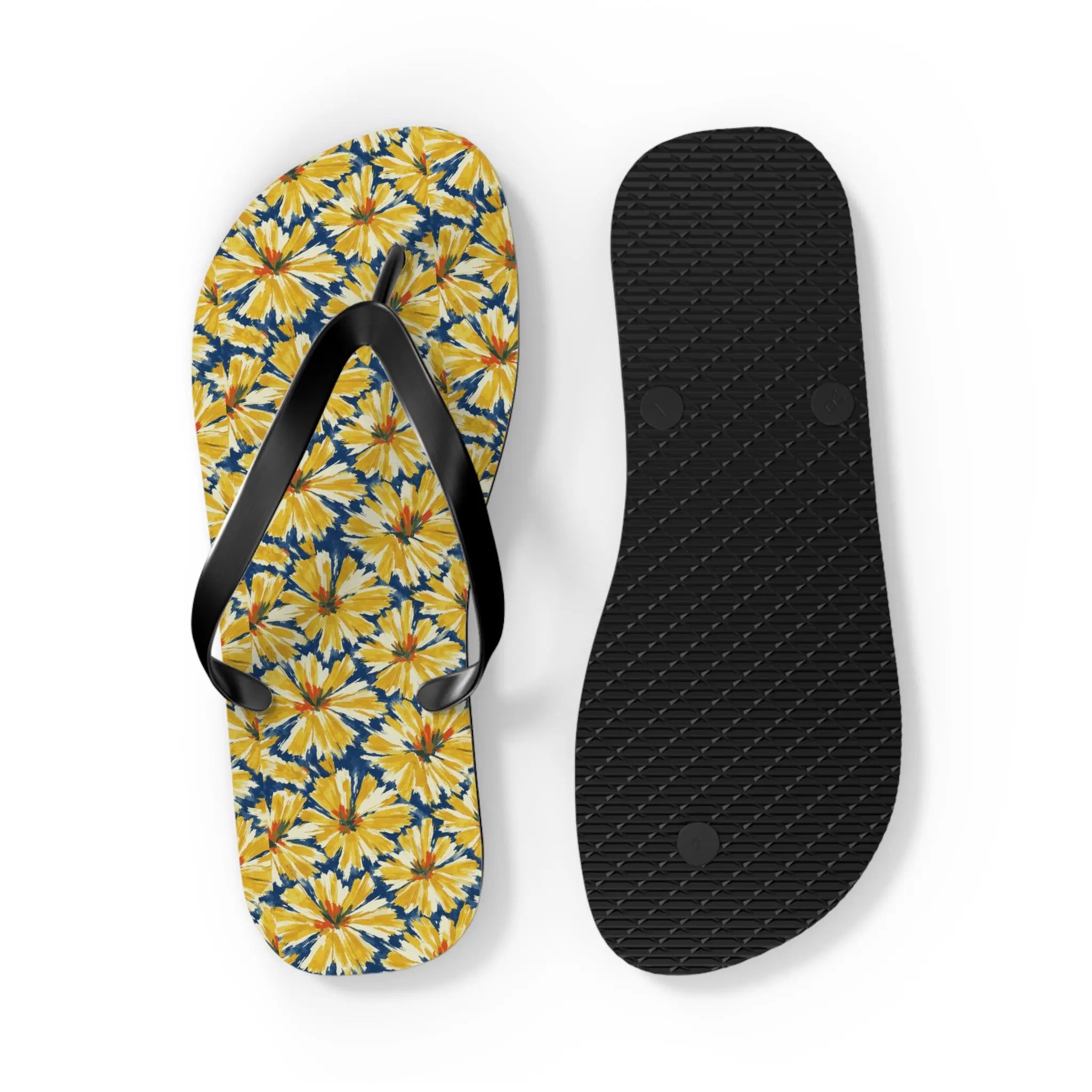 Yellow Daisy Flip Flops – Floral Beach Sandals Printify