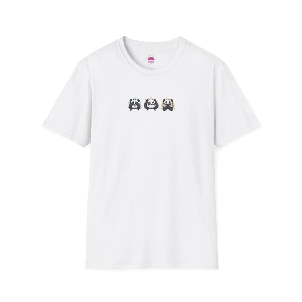 Panda Trio Graphic T-Shirt — Cute Cartoon Panda Faces Tee Printify