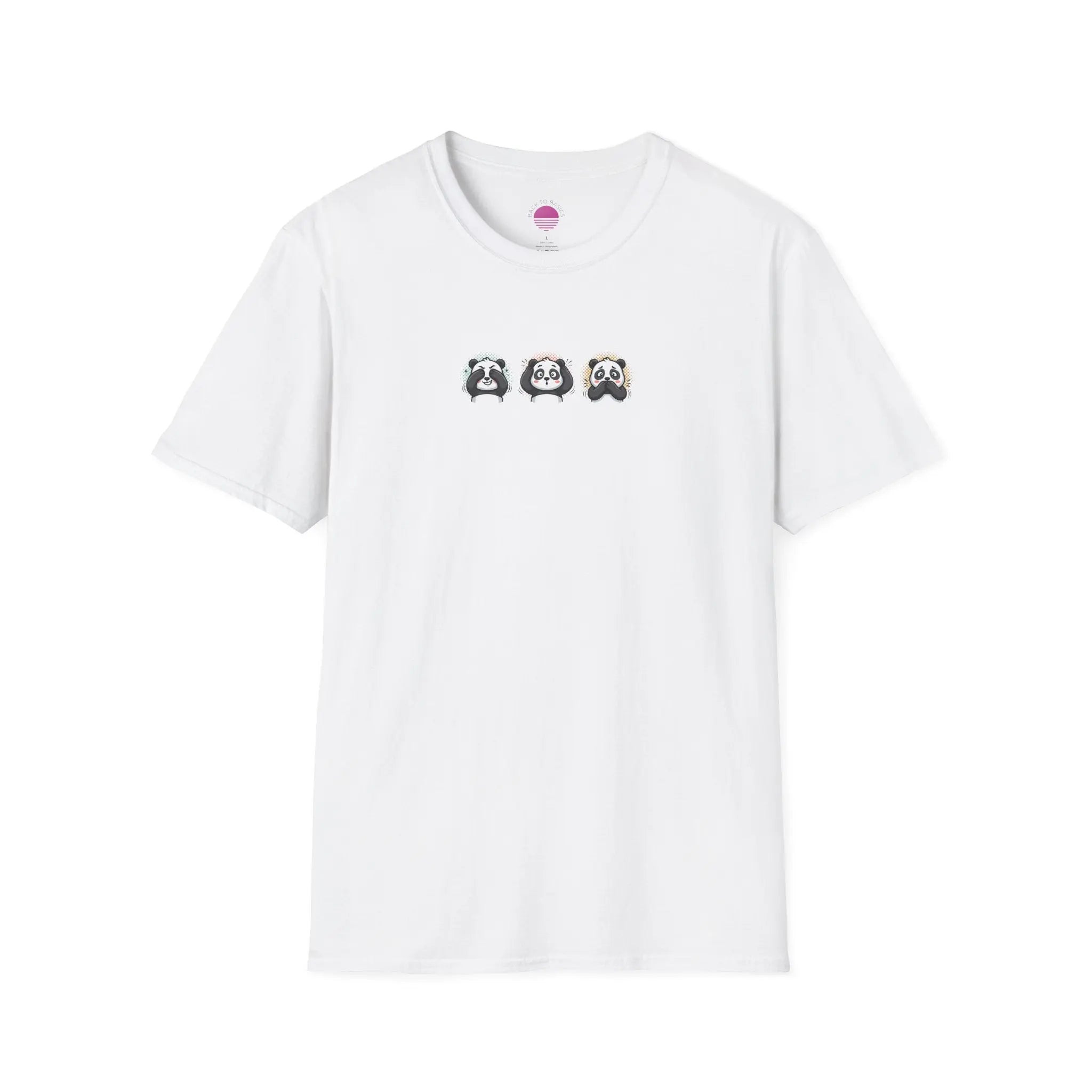 Panda Trio Graphic T-Shirt — Cute Cartoon Panda Faces Tee Printify