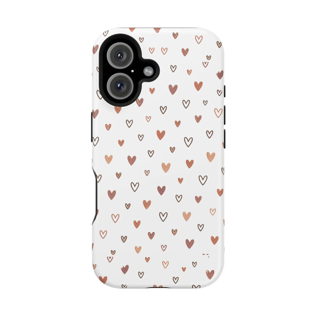 Heart Doodle Shockproof Phone Case — Cute Neutral Tiny Hearts Design Printify