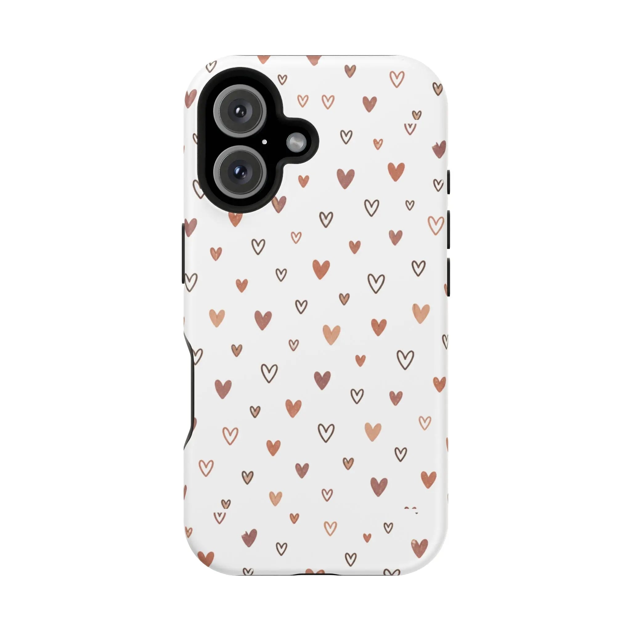 Heart Doodle Shockproof Phone Case — Cute Neutral Tiny Hearts Design Printify