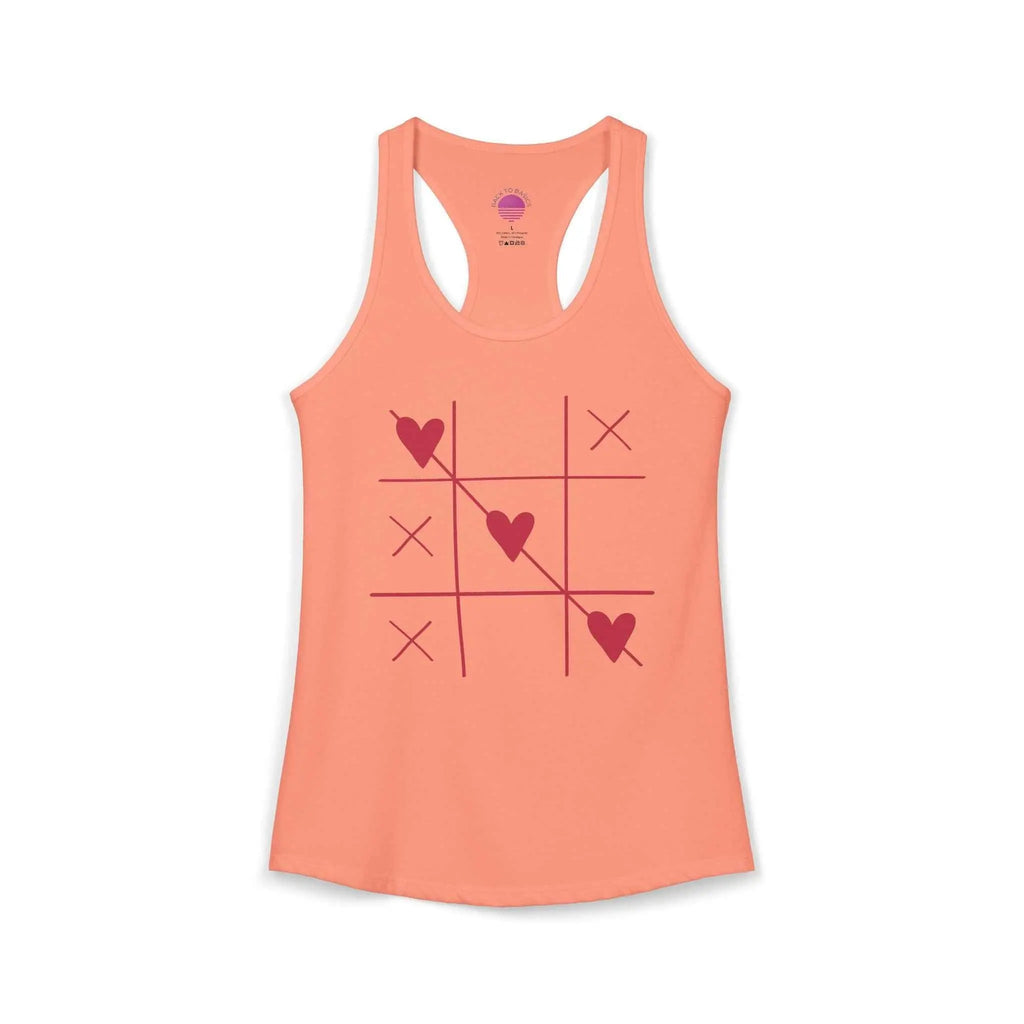 Heart Tic Tac Toe Women’s Racerback Tank — Cute Valentine’s Game Tee