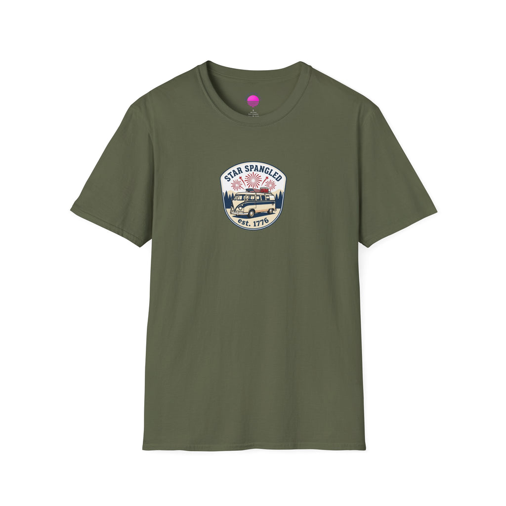 Star Spangled est. 1776 Vintage Van T-Shirt — Patriotic American Flag Tee