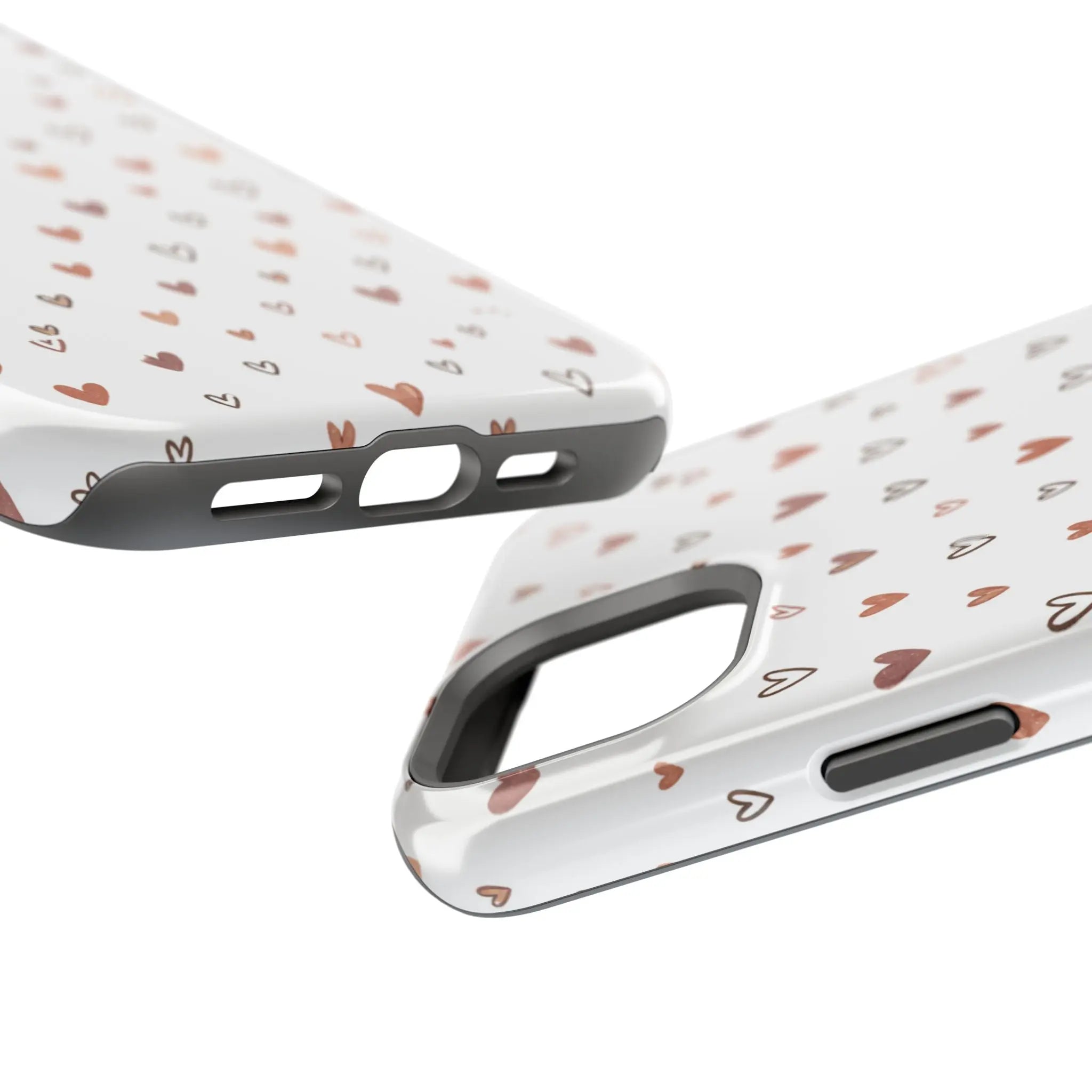 Heart Doodle Shockproof Phone Case — Cute Neutral Tiny Hearts Design Printify