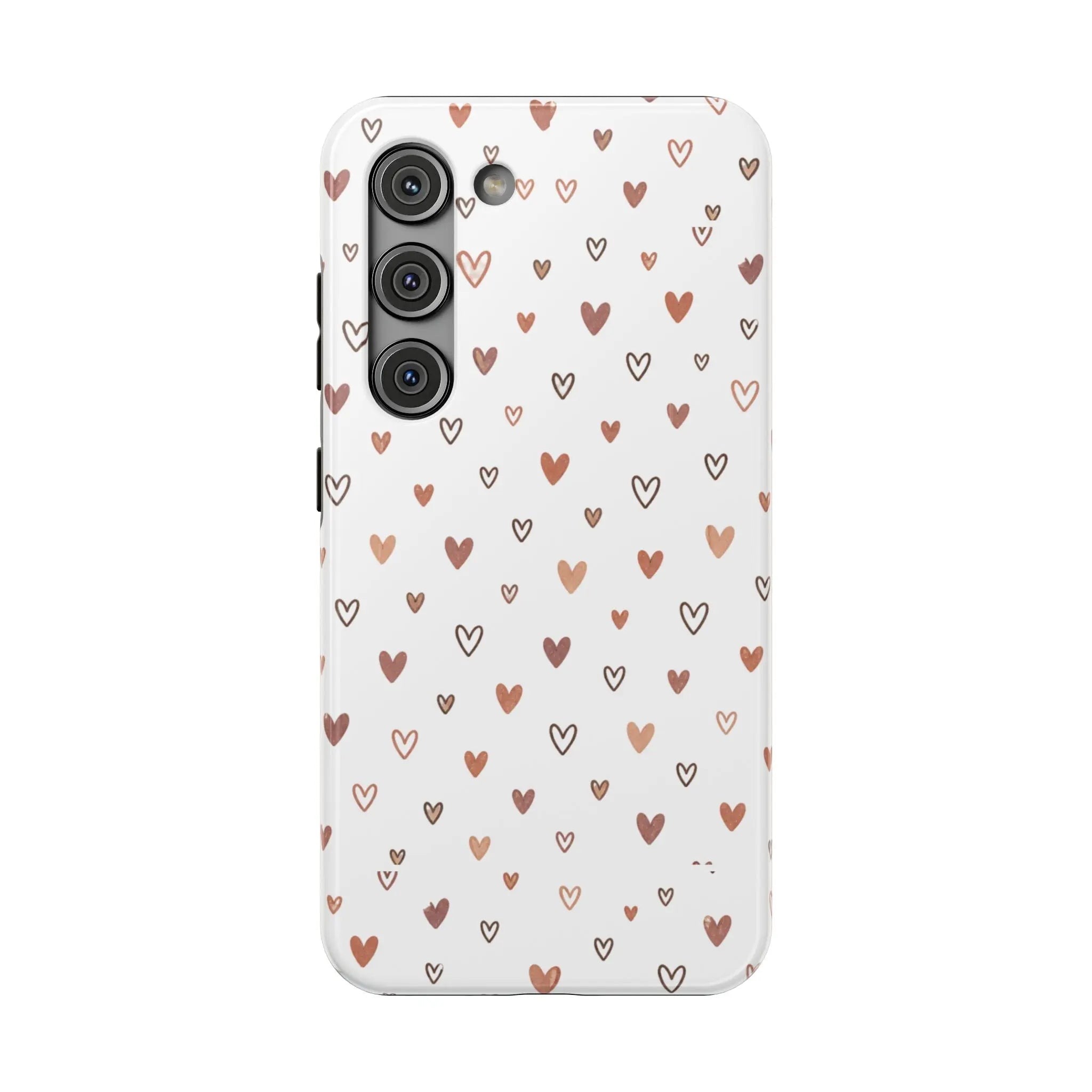 Heart Doodle Shockproof Phone Case — Cute Neutral Tiny Hearts Design Printify