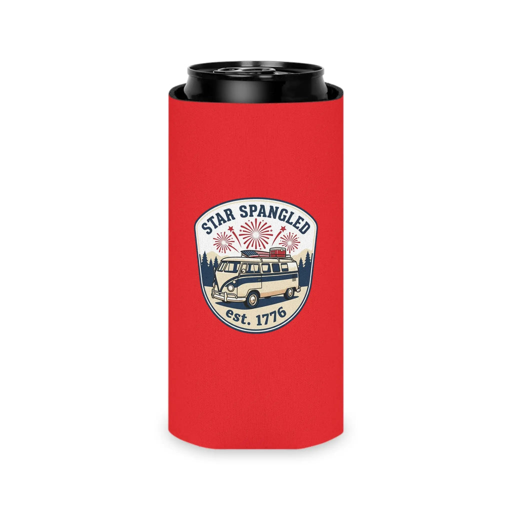 Star Spangled Van Can Koozie — Patriotic 1776 RV Beer Cooler Printify