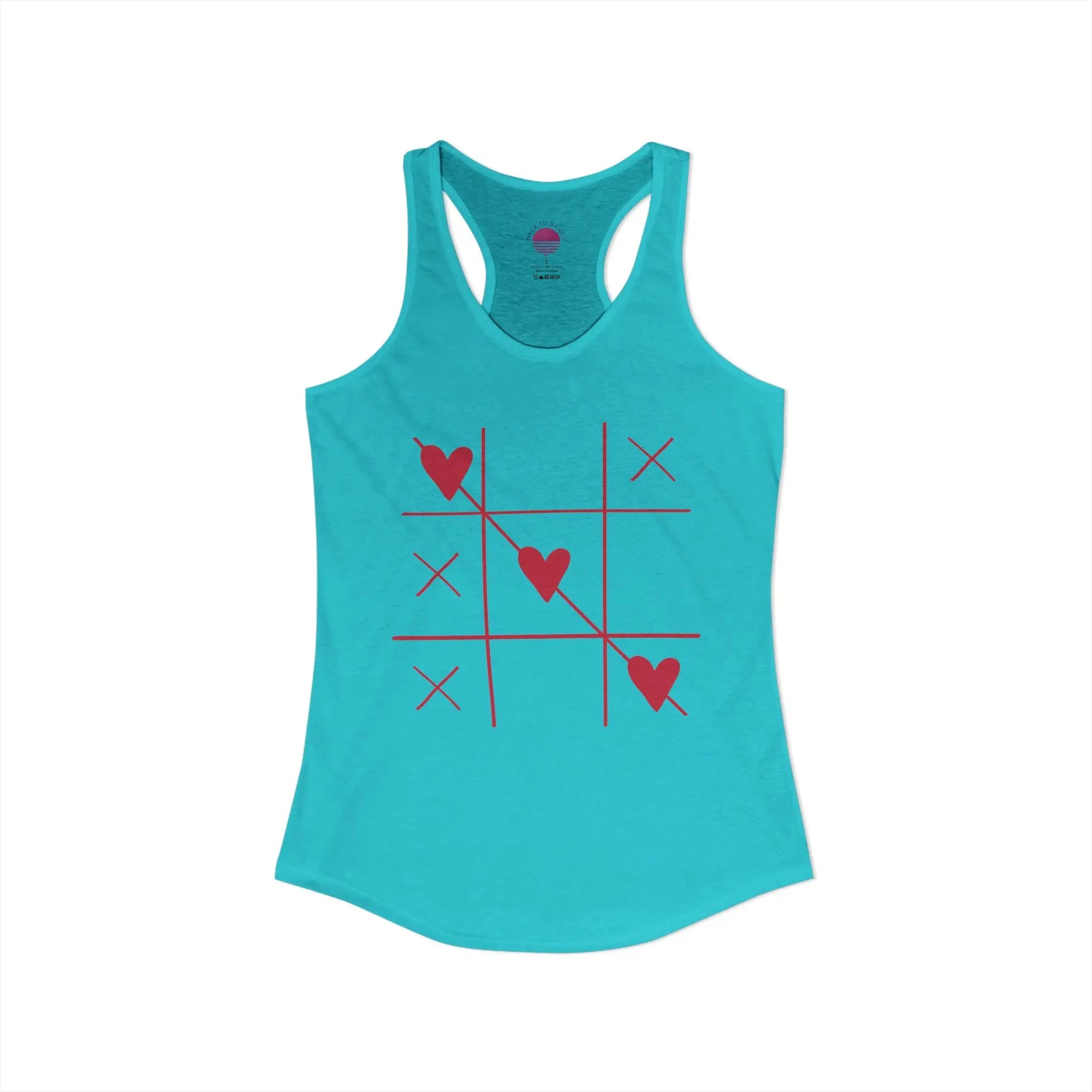 Heart Tic Tac Toe Women’s Racerback Tank — Cute Valentine’s Game Tee Printify