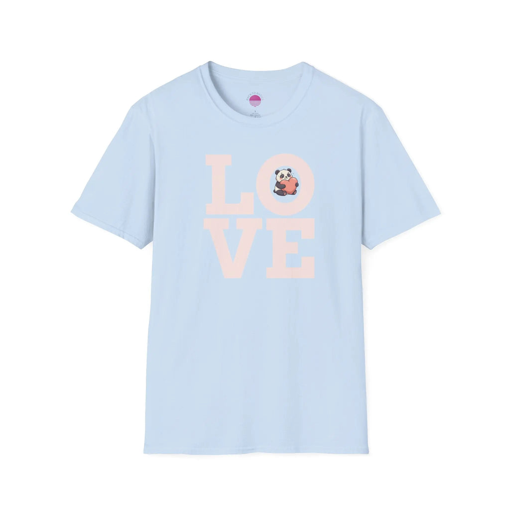 Love Panda T-Shirt — Cute Panda Holding Heart Graphic Tee Printify