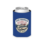 Star Spangled Van Can koozie featuring retro Americana design, perfect for a patriotic beer cooler.