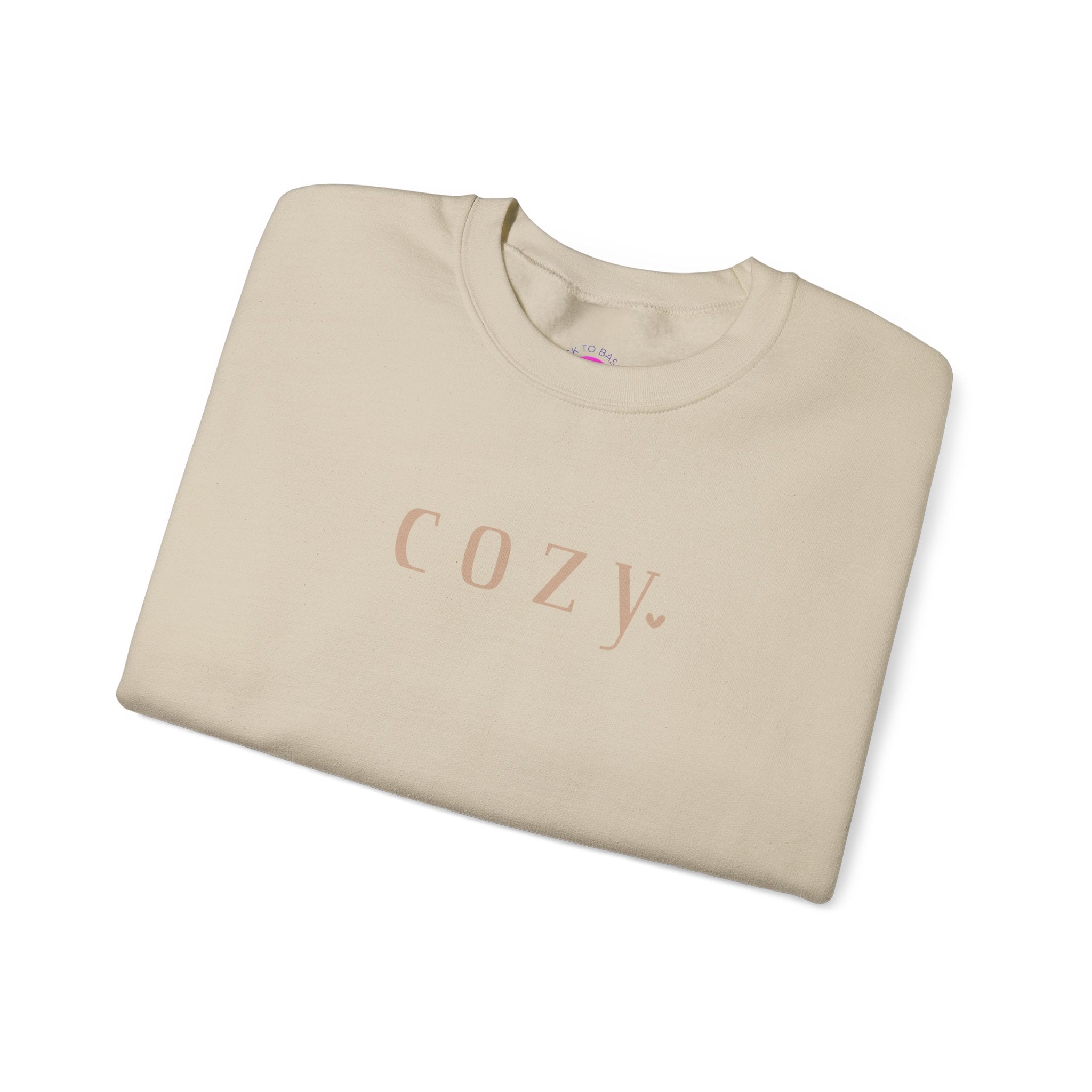 Cozy Crewneck Sweatshirt — Minimal 'COZY.' Soft White Pullover