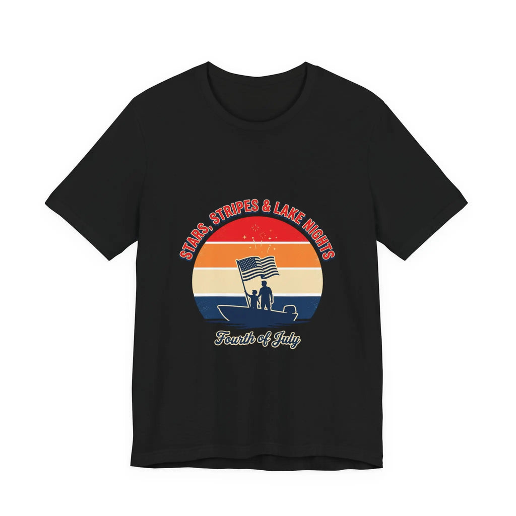Stars Stripes & Lake Vibes Tee | USA, red white blue Printify
