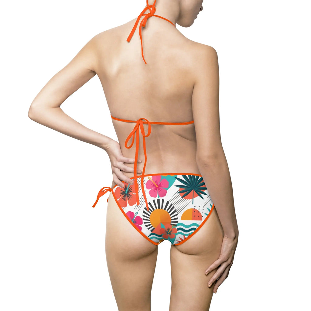 Tropical Floral Bikini Swimsuit — Women's Tie-Side Triangle Swimwear Printify