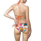 Tropical Floral Bikini Swimsuit — Women's Tie-Side Triangle Swimwear Printify