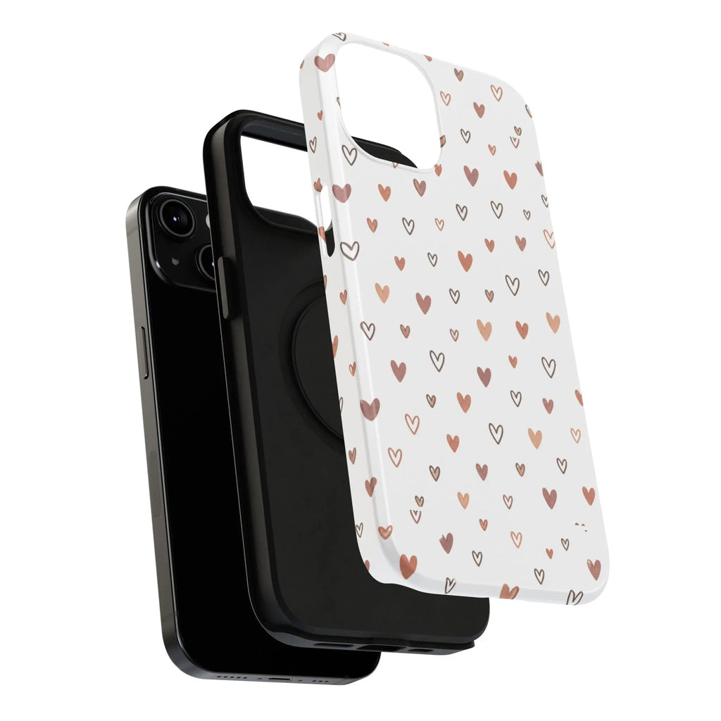 Heart Doodle Shockproof Phone Case — Cute Neutral Tiny Hearts Design Printify