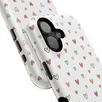 Heart Doodle Shockproof Phone Case — Cute Neutral Tiny Hearts Design Printify