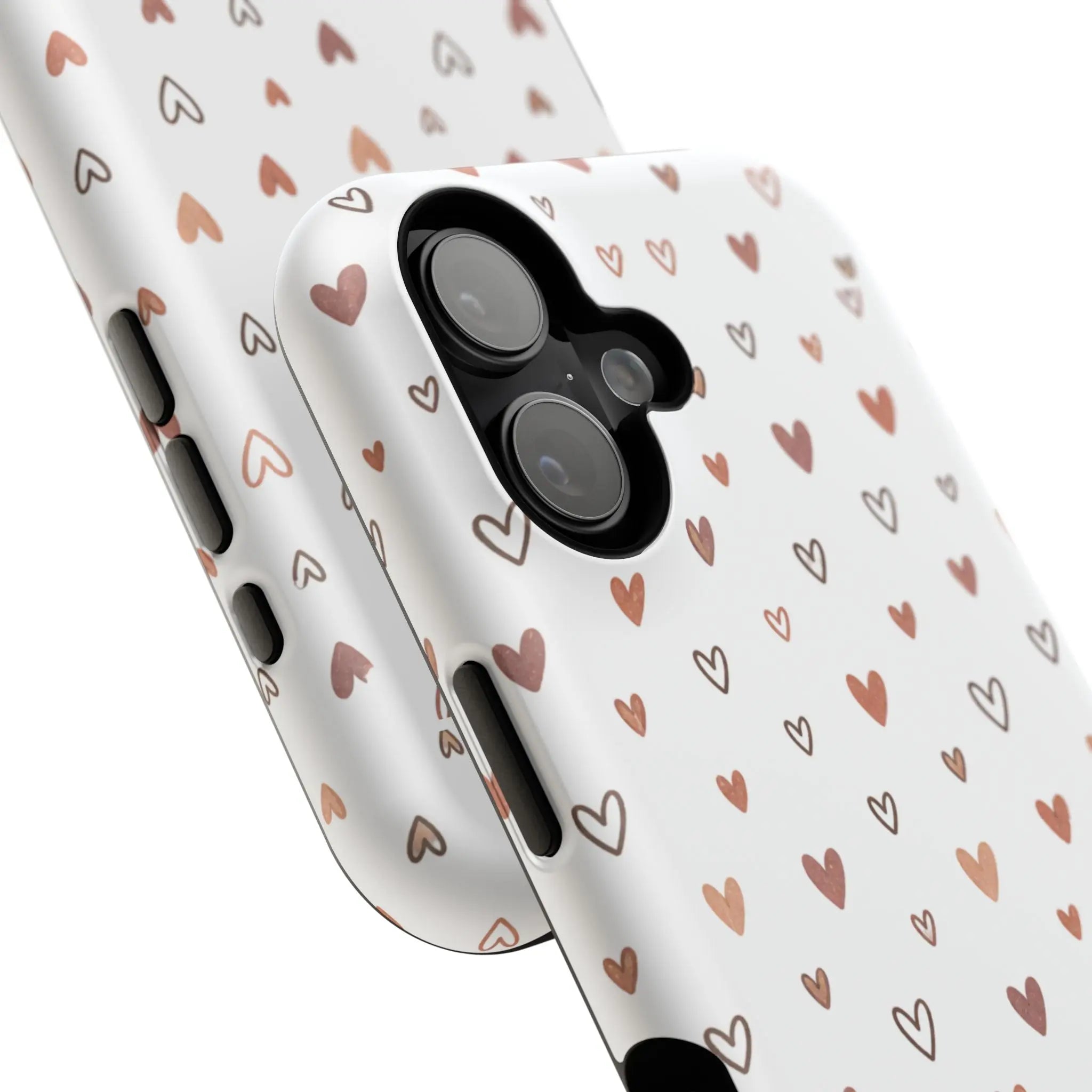 Heart Doodle Shockproof Phone Case — Cute Neutral Tiny Hearts Design Printify